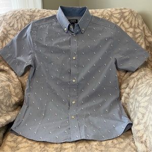 Chaps Boy’s Collared Short Sleeve Dress Shirt, Sailboat Pattern, Size M 10/12